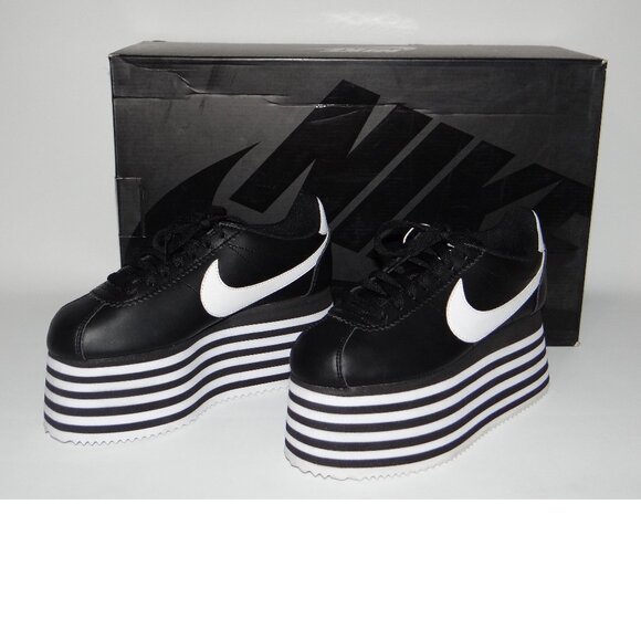 NIKE x Comme Des Garcons CDG platform Cortez sneakers Black EU 35.5 US 5 NIB - Picture 2 of 9